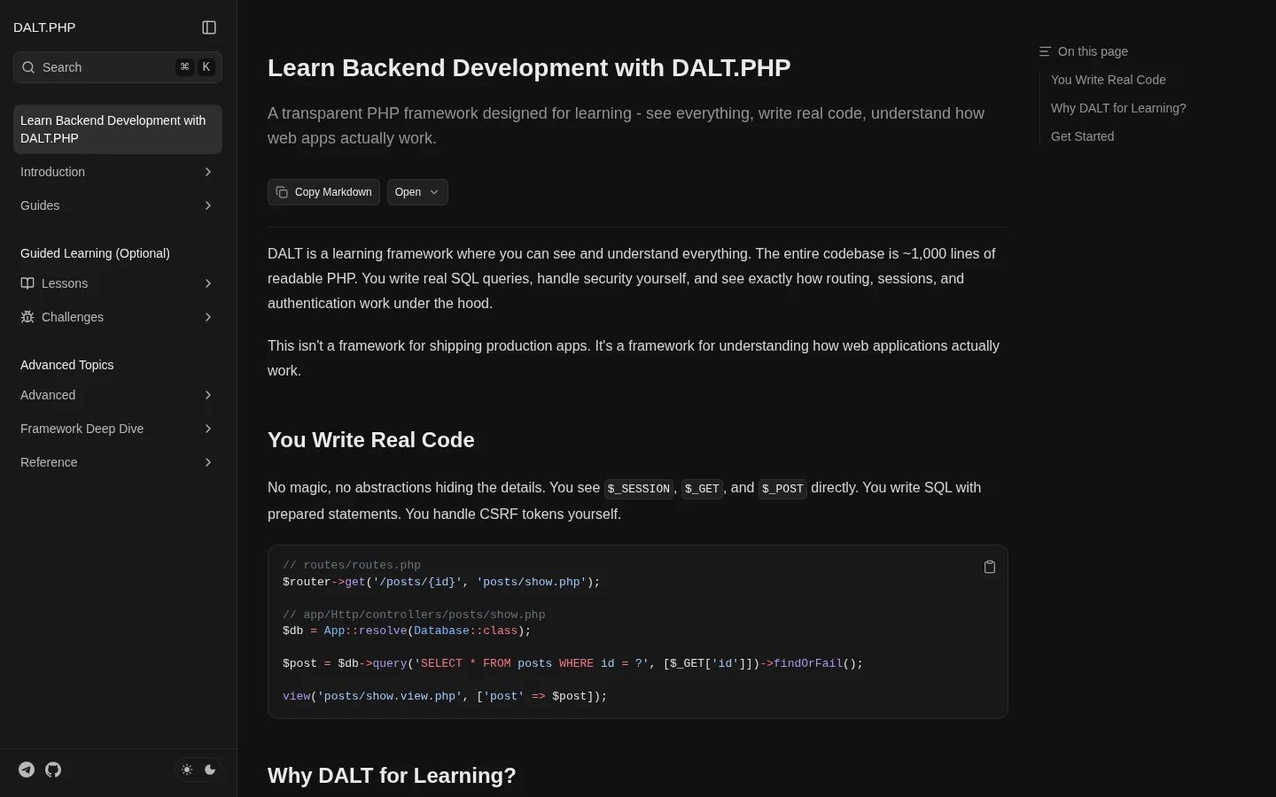 DALT.PHP interface